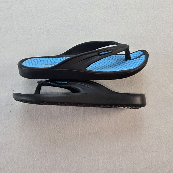 Air Balance Clog Flip Flops Womens Size 7 Water Shoes Slides Slide Black Aqua - Picture 2 of 4